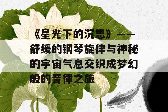 《星光下的沉思》——舒缓的钢琴旋律与神秘的宇宙气息交织成梦幻般的音律之旅